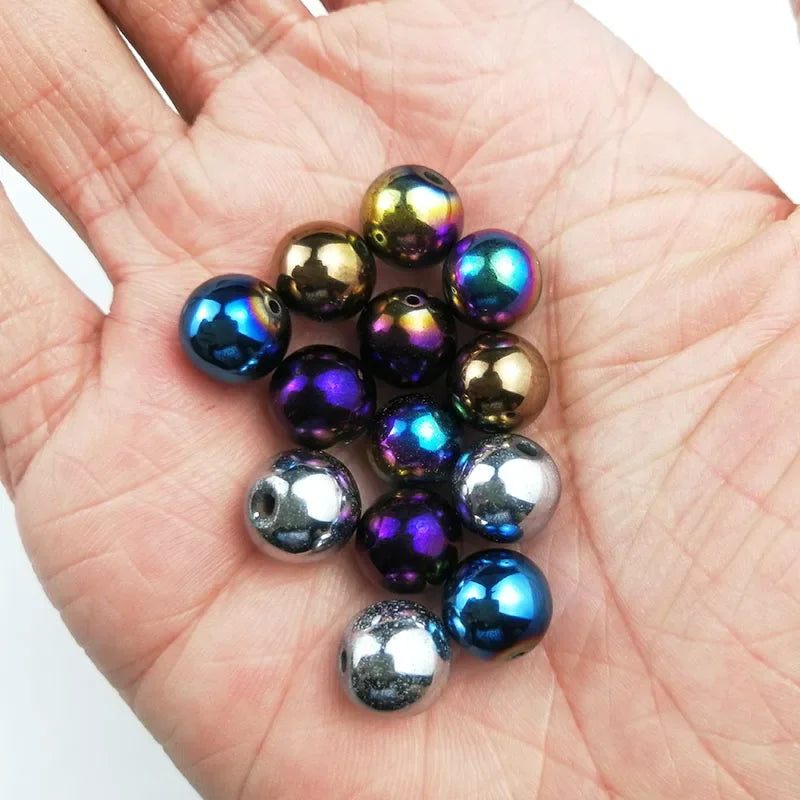 HGKLBB Round Hematite Beads Plated Natural for Jewelry Making DIY