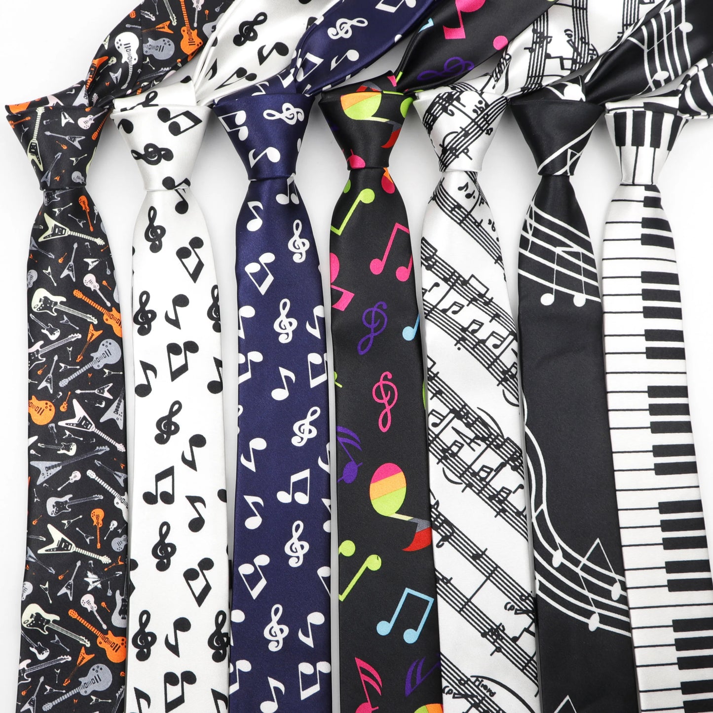 Necktie Musical Notes Printed With Piano Guitar Pattern