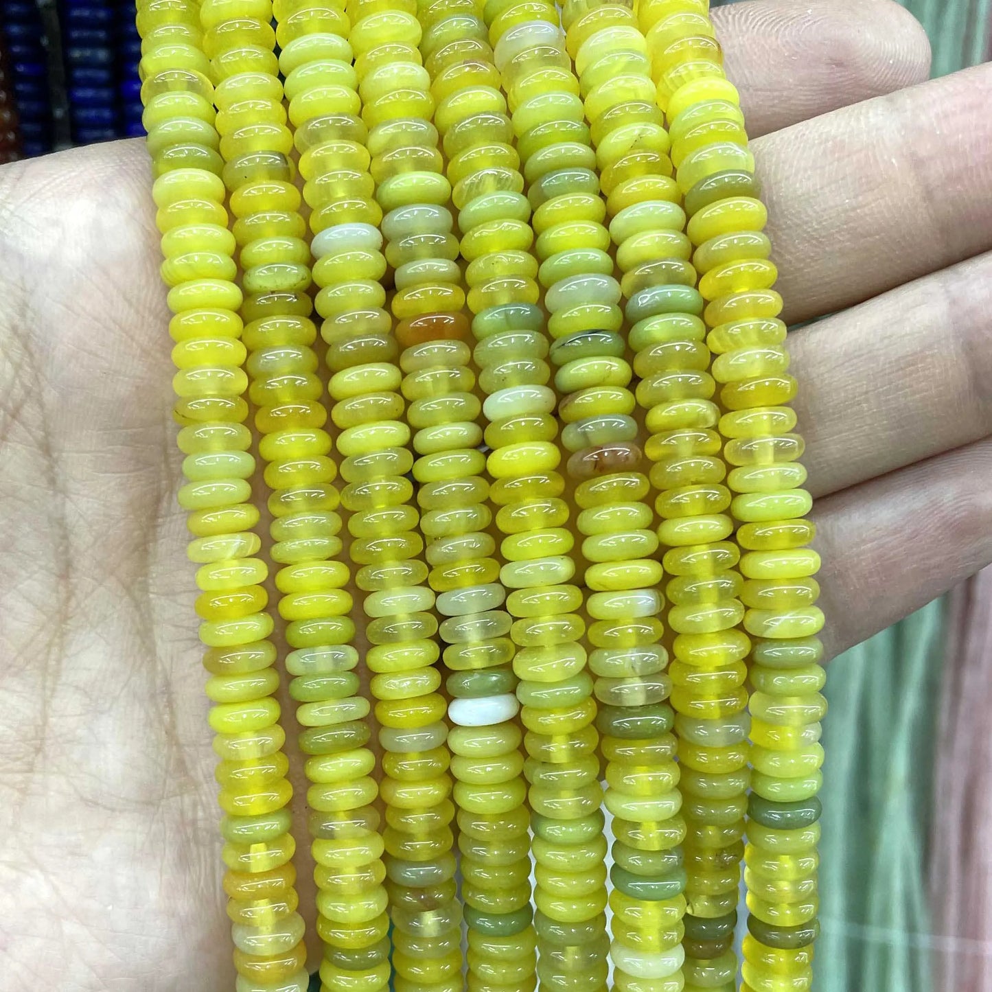 Natural Stone Bead Spacers Quartz Jasper Agate Flat Round