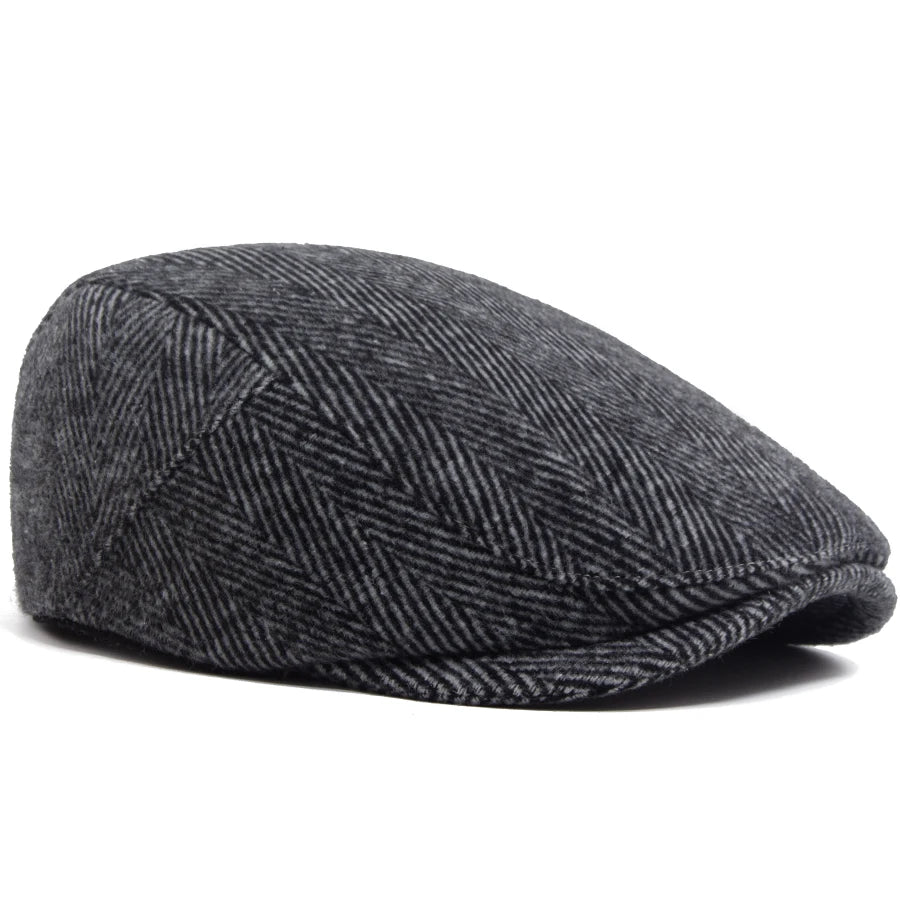 Beret Herringbone Newsboy Cap Adjustable
