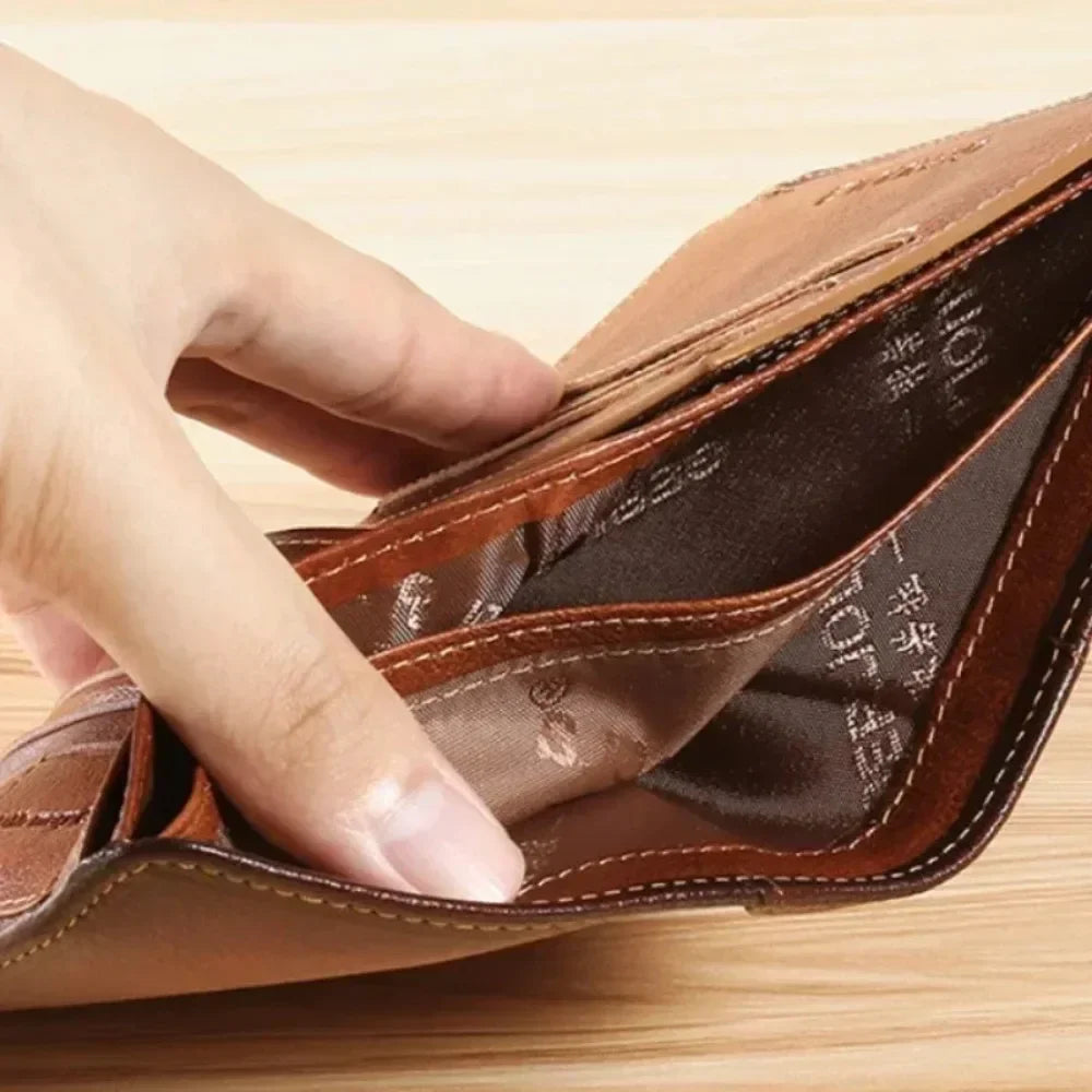 Genuine Leather RFID Blocking Trifold Wallet