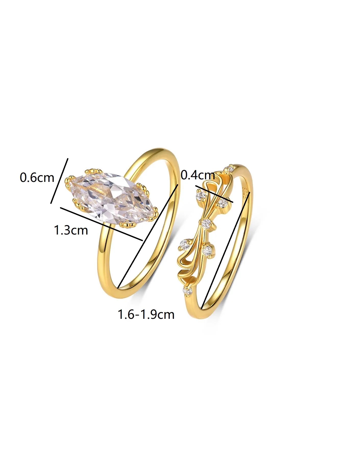 Sterling Silver 925 Moissanite Ring Set 2Pc 2Ct Jewelry