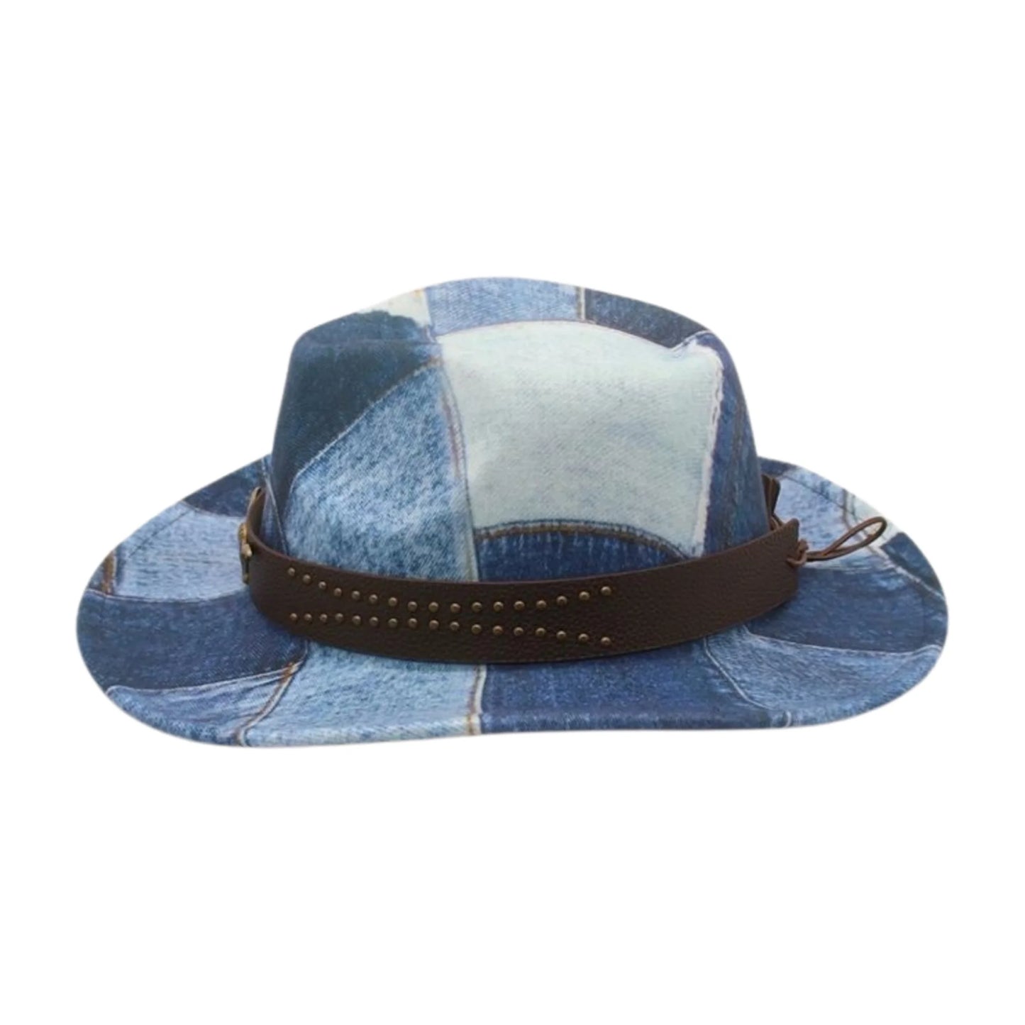 Denim Cowboy Hat With Bull Head Belt
