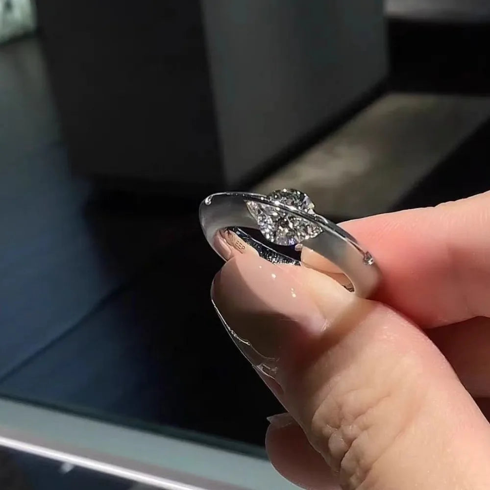 Ring Silver Star Rotatable diamond