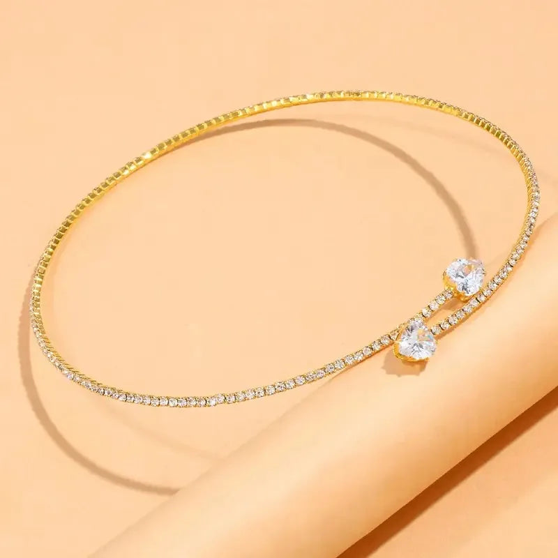Oxtao Open Moissanite Heart Tennis Necklace Sterling Silver