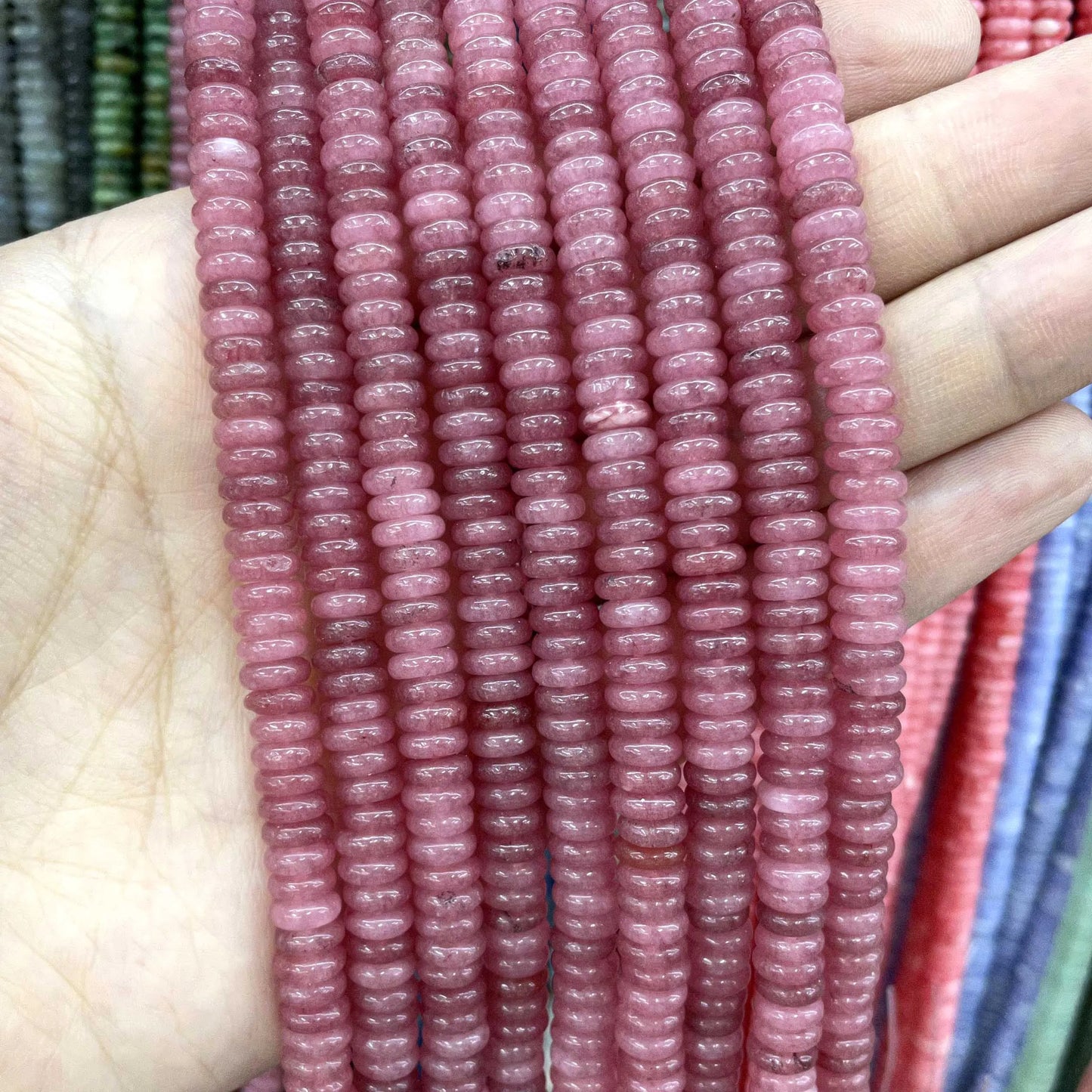 Natural Stone Bead Spacers Quartz Jasper Agate Flat Round