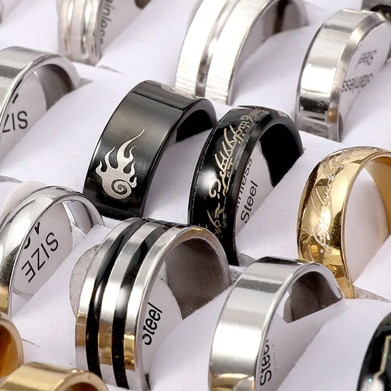 Stainless Steel Love Stripe Rings Fashion Jewelry Gift