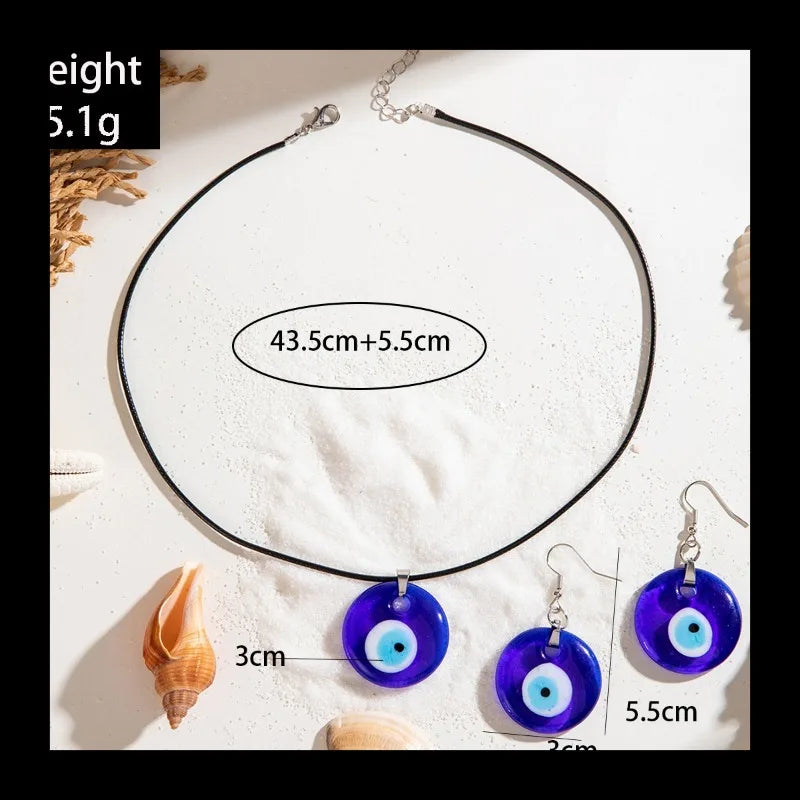 Earrings Necklace Devil's Eye Pendant Set