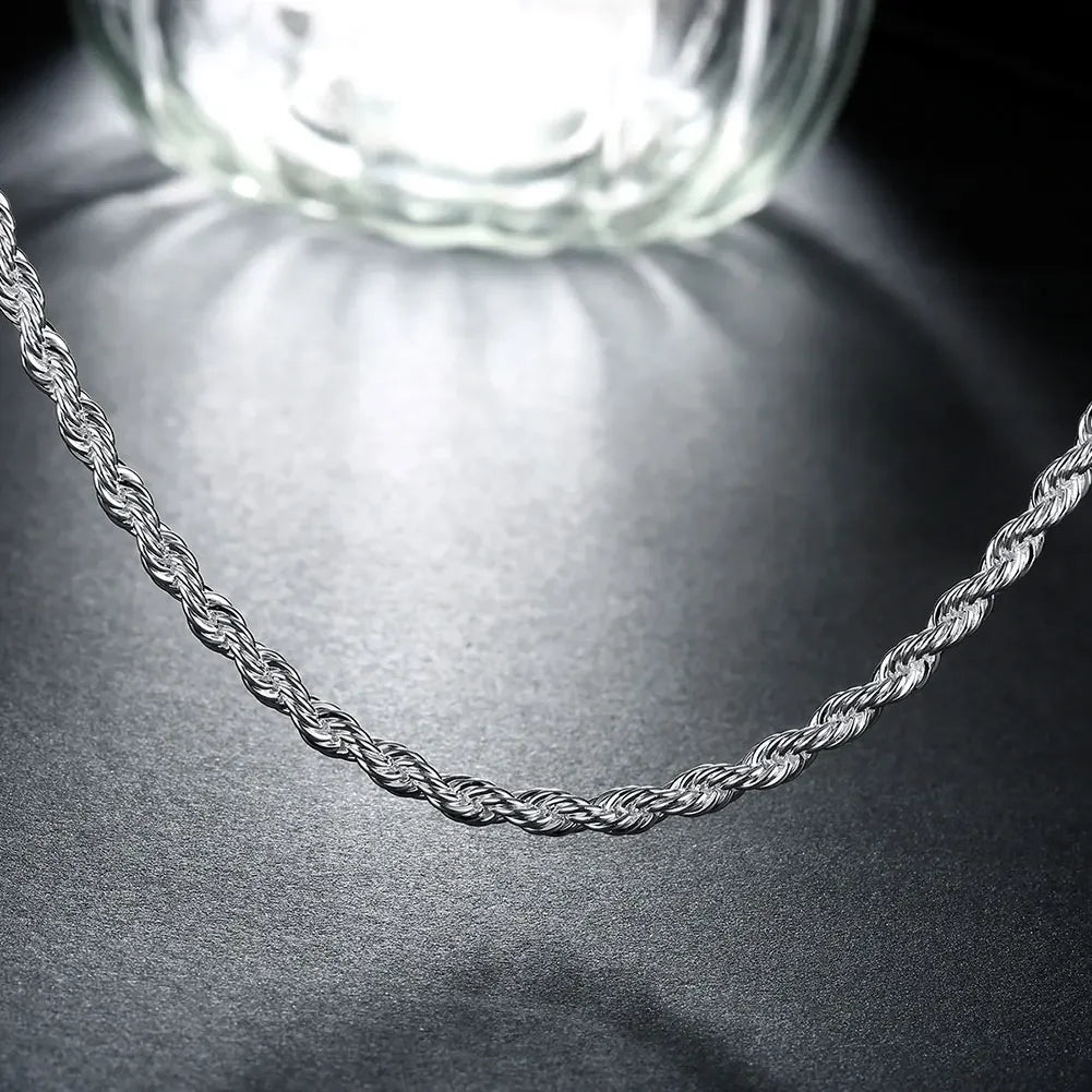 Rope Chain Necklace Stainless Silver 925