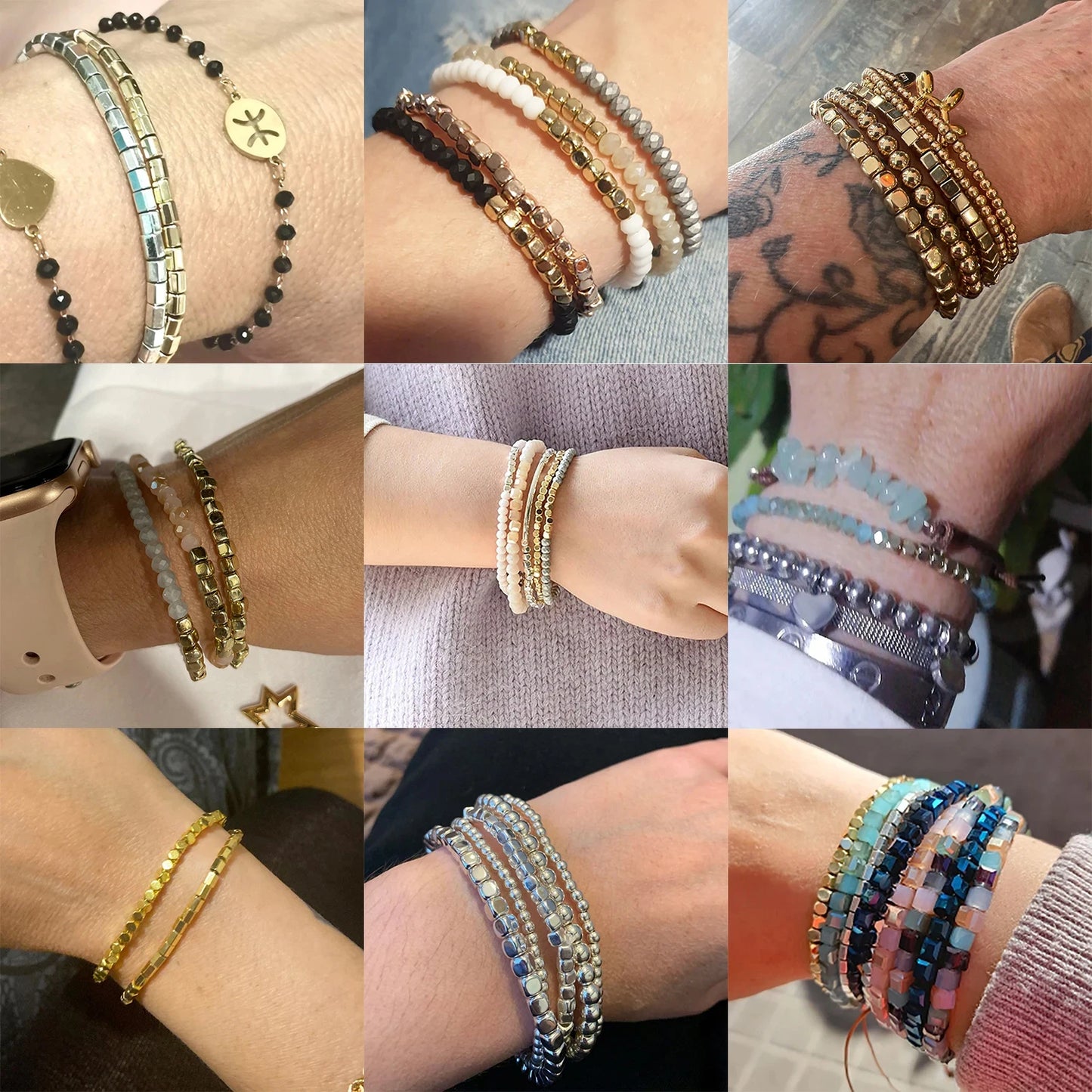 GMB724 Real Gold Plated Hematite Beads Irregular Heart Cube Rondelle