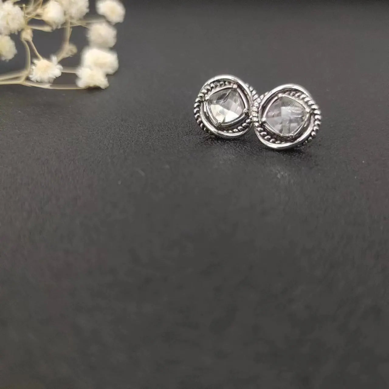 Sterling Silver Zircon Stud Earrings 925