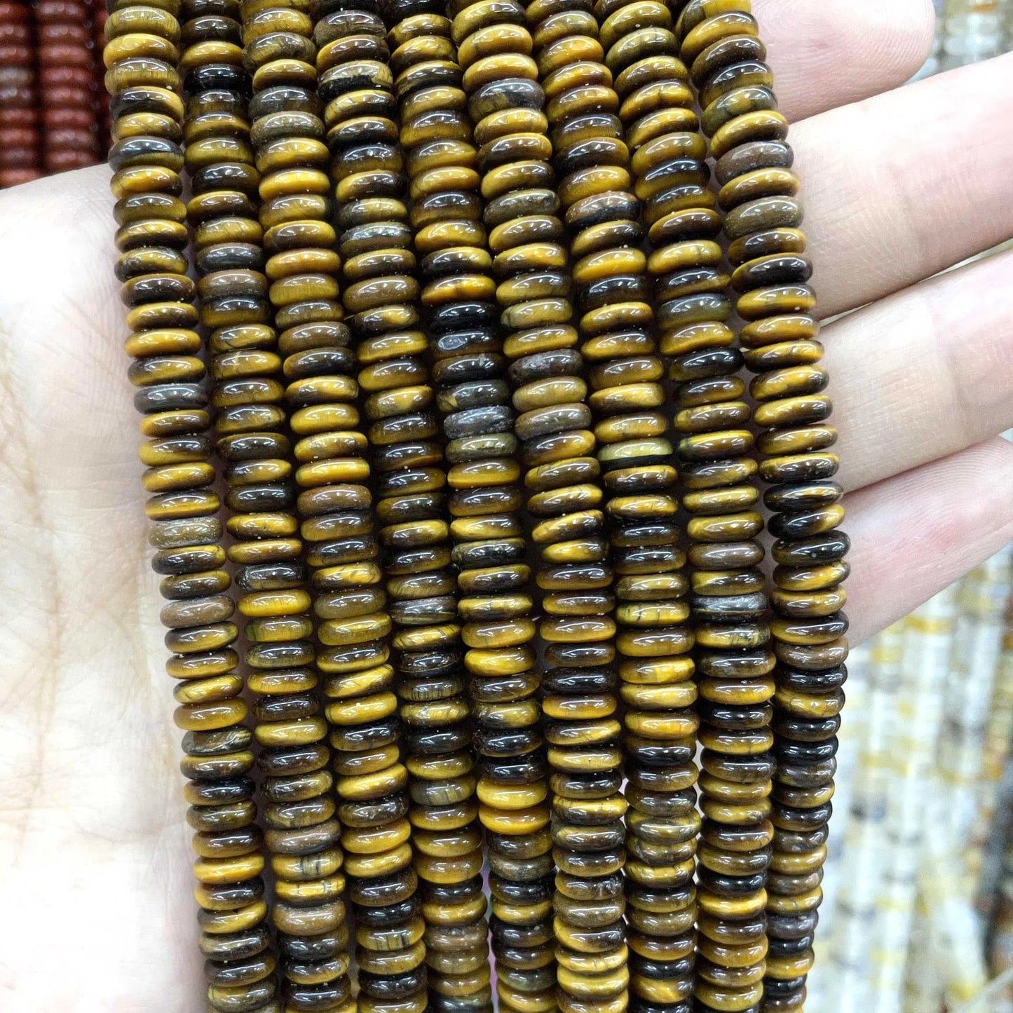 Natural Stone Bead Spacers Quartz Jasper Agate Flat Round