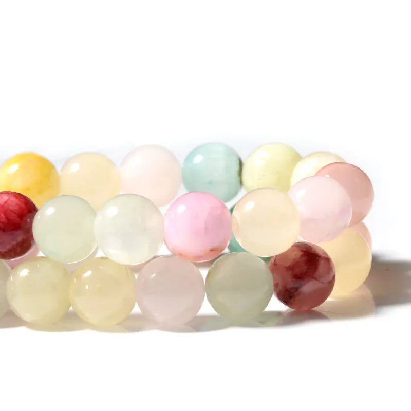 Natural Colorful Jade Stone Beads Round For Jewelry Making