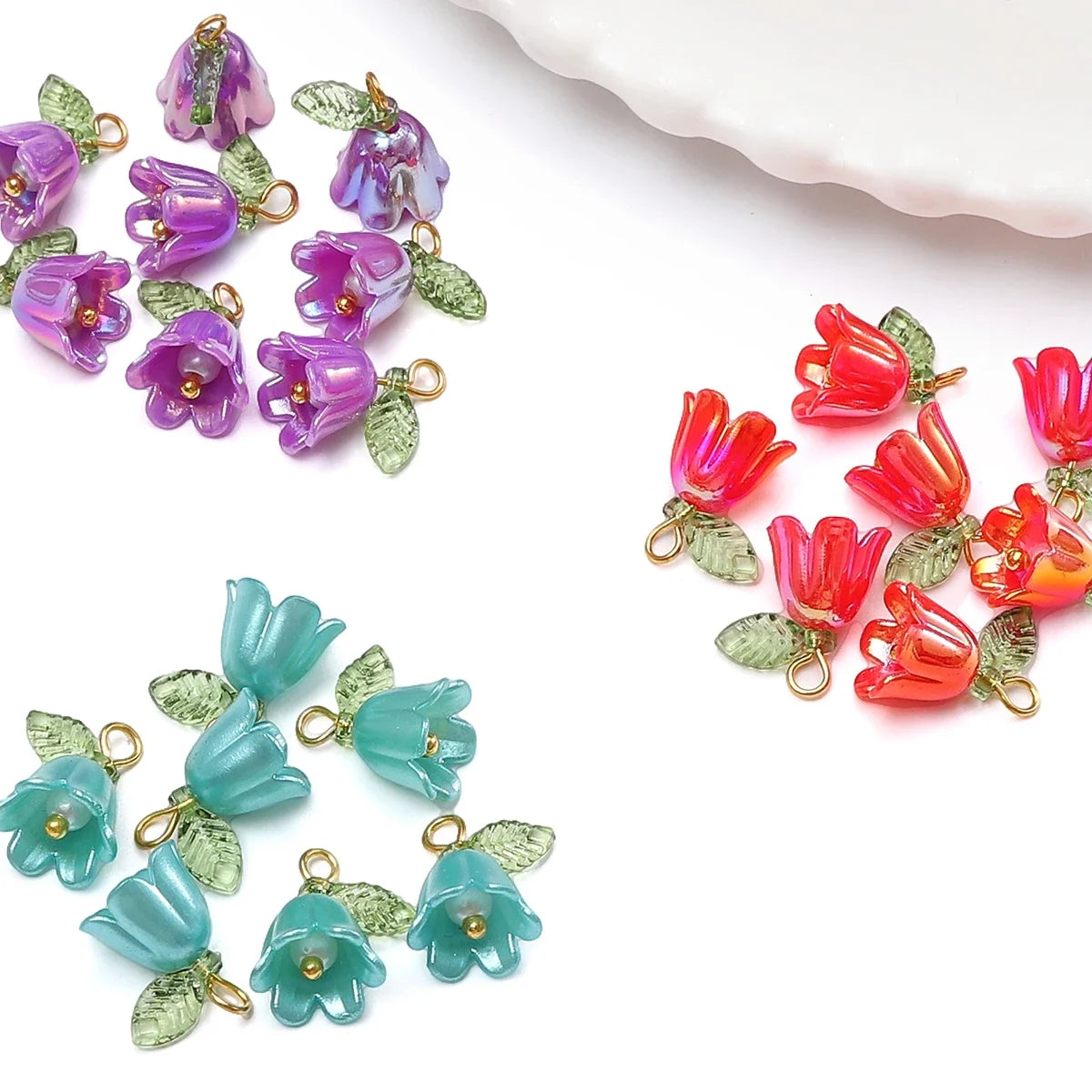 Acrylic Lily of the Valley Flower Bud Beads for Jewelry