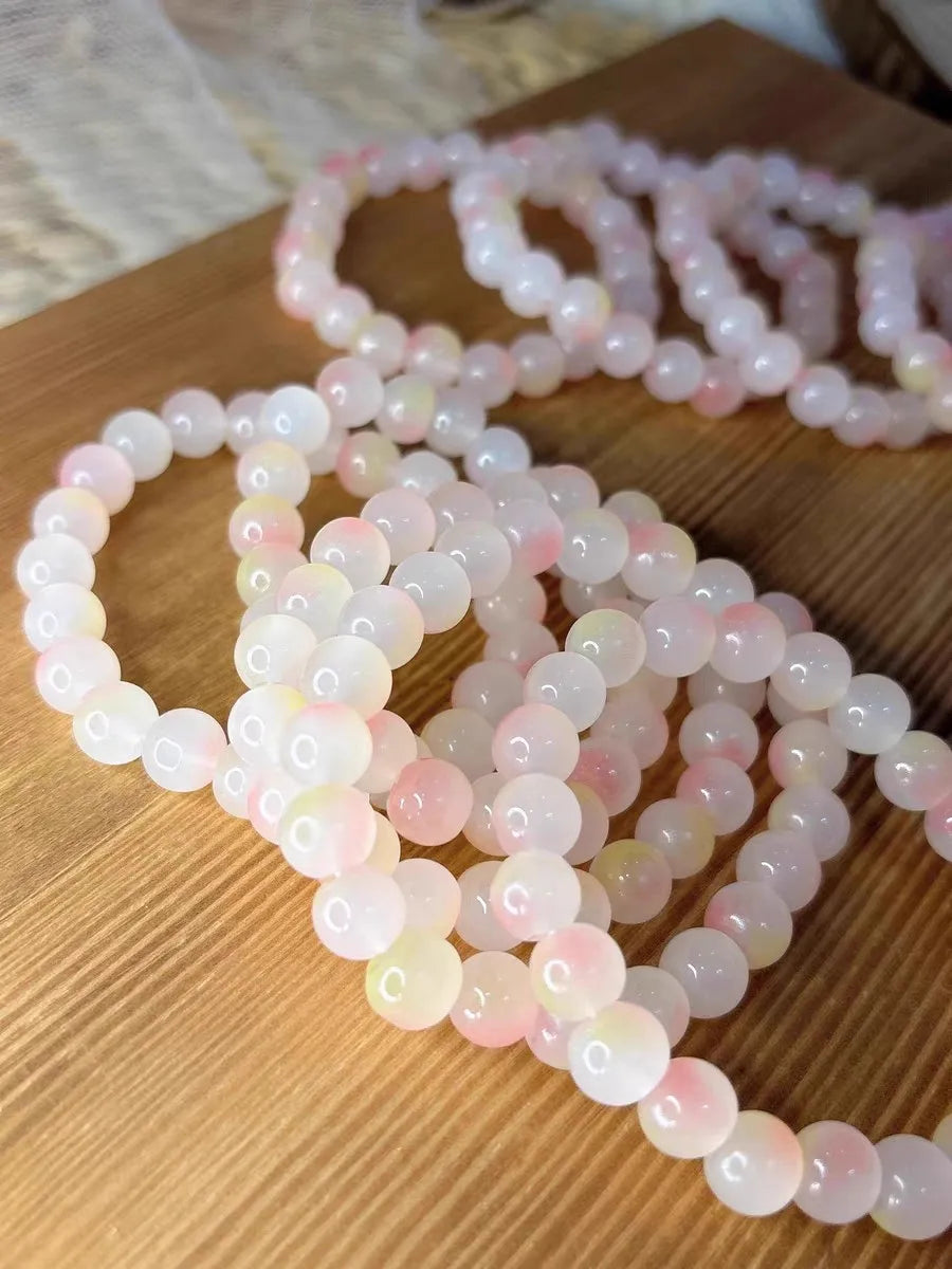50pcs 8/10mm Dual Color Glass Round Loose Spacer Beads for Handmade Jewelry and Accessories