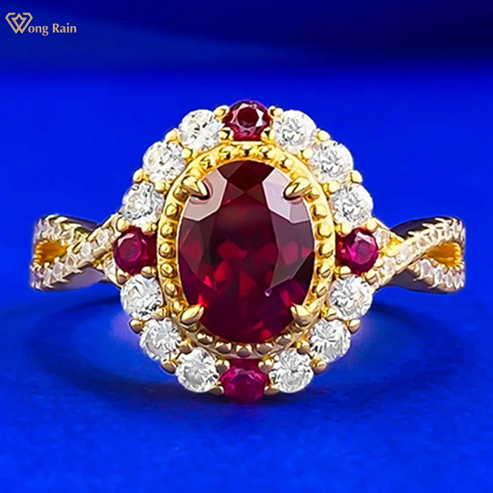 925 Sterling Silver Ruby Diamond Ring