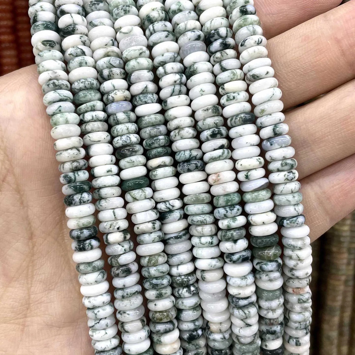 Natural Stone Bead Spacers Quartz Jasper Agate Flat Round