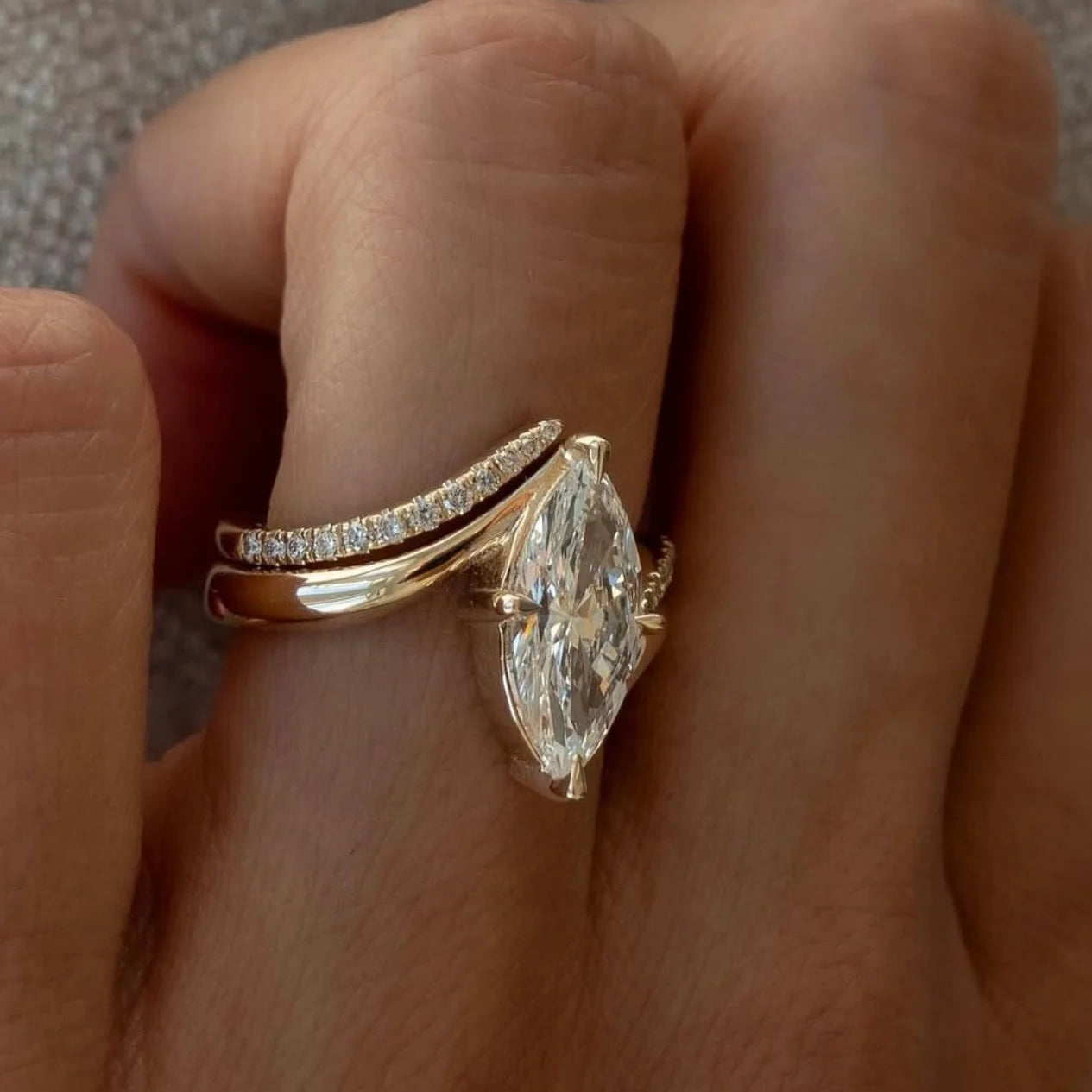 3CT Marquise Moissanite 925 Sterling Silver Rings