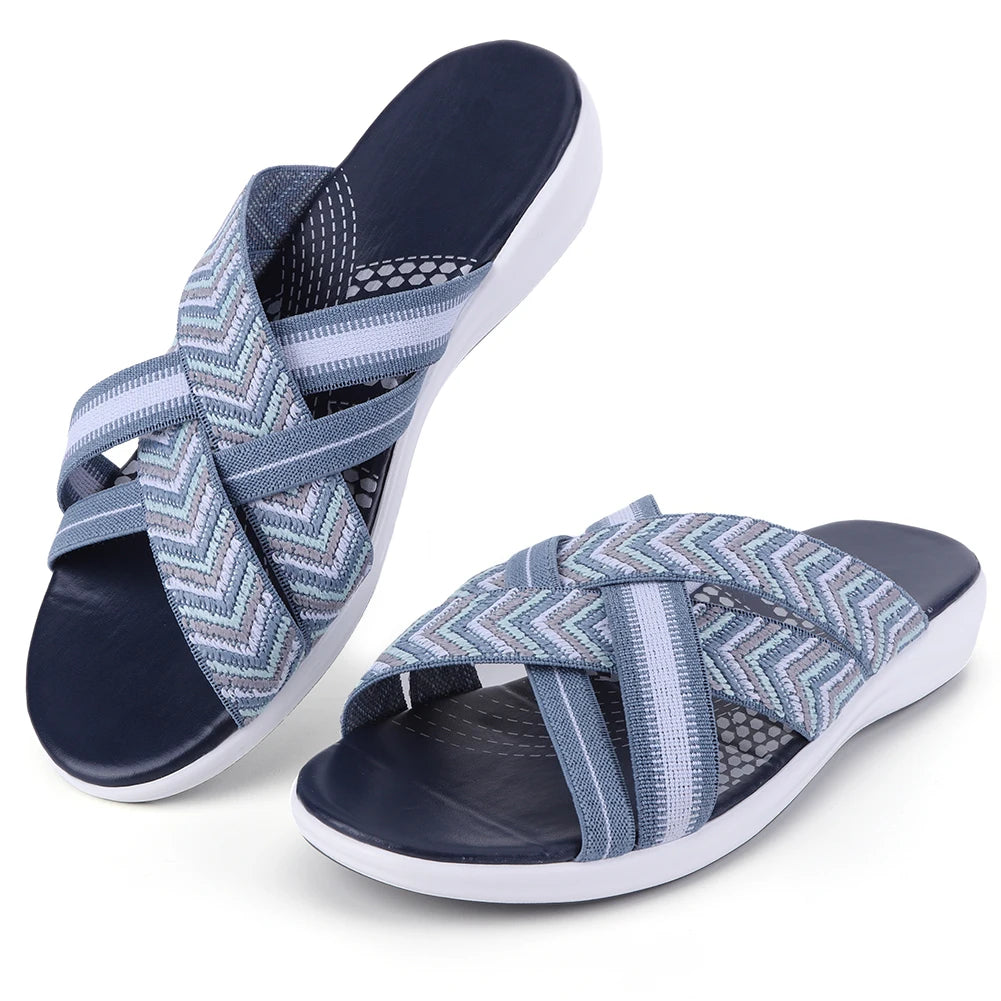 Women Slide Sandals Cross Strap Comfort