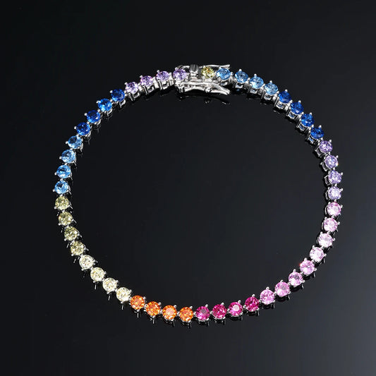 S925 Silver Color Dopamine Tennis Bracelet Fine Jewelry 18k Gold-plated Personalized and Versatile, Suitable for Gift Giving