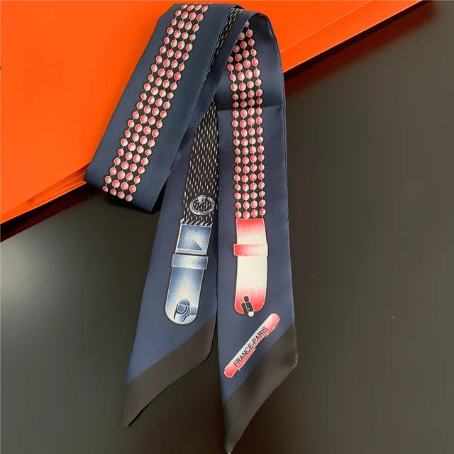 Scarf Skinny Plaid Silk Accessory
