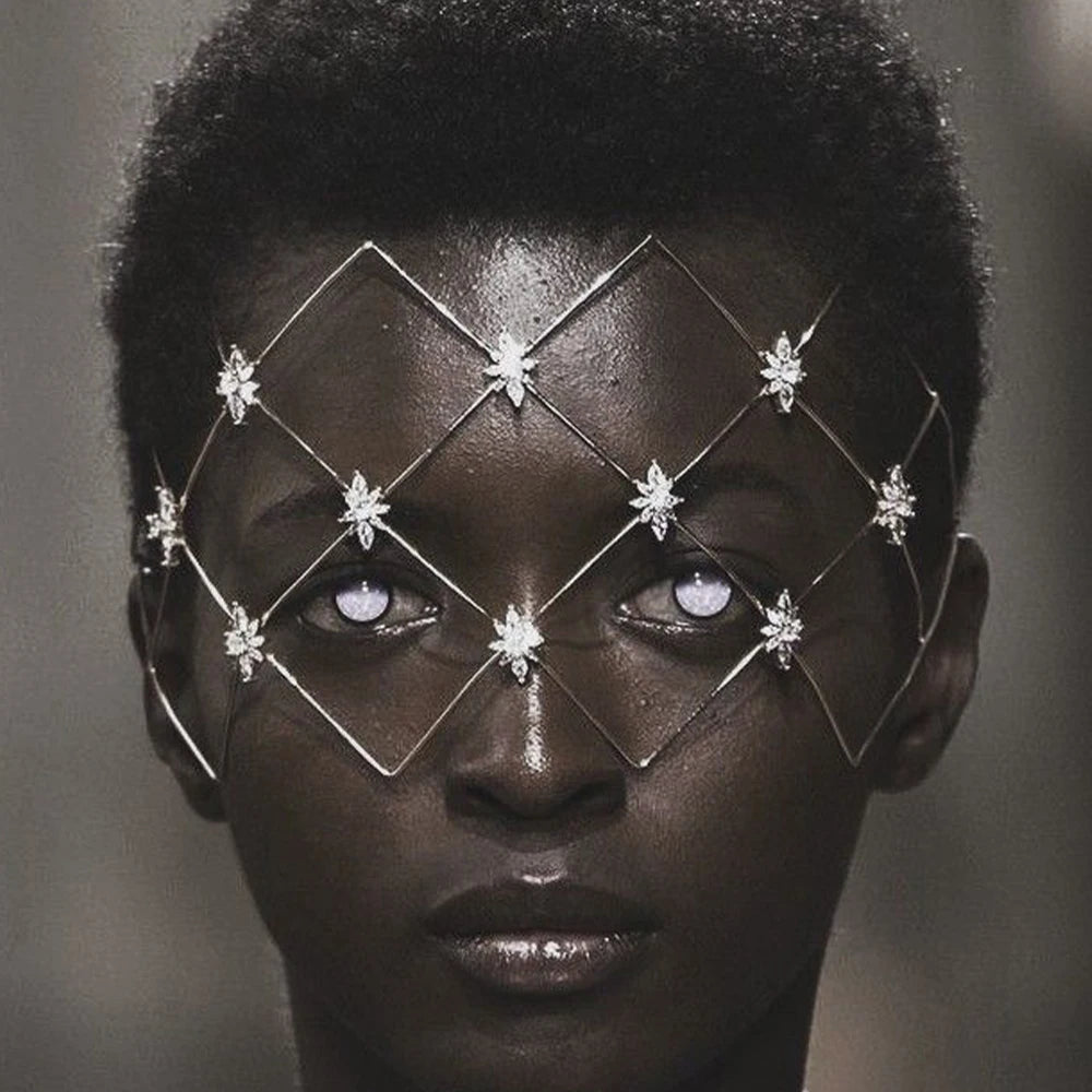 Cosplay Face Mask Veil Geometric Face Chain
