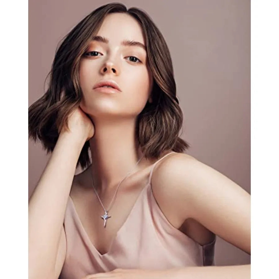 Cross Necklace Birthstone Pendant