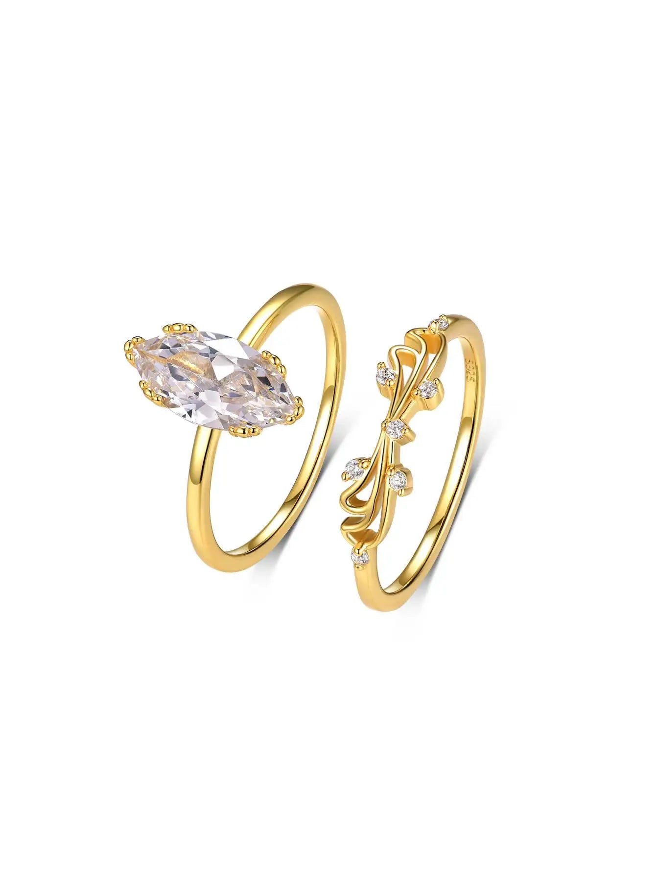 Sterling Silver 925 Moissanite Ring Set 2Pc 2Ct Jewelry