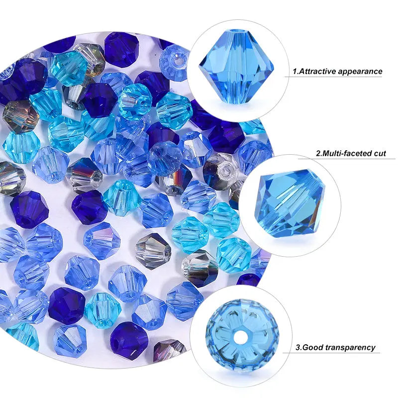 Glass Bicone Beads Faceted Crystal For Jewelry Making