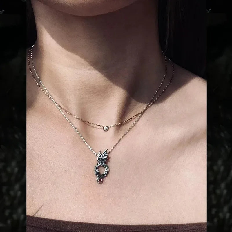 925 Necklace Sterling Silver Dragon Pendant
