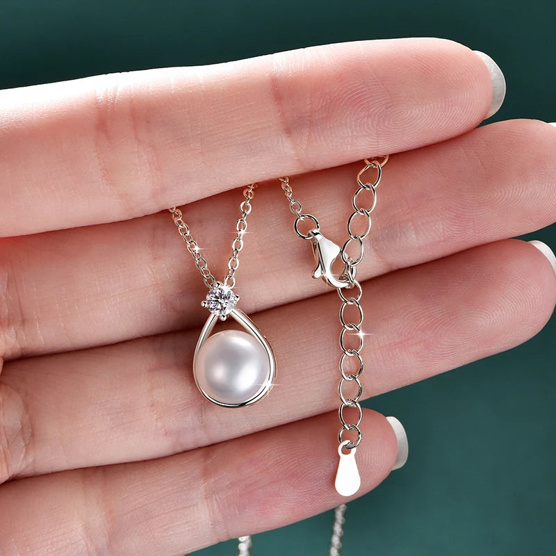 Pearl Moissanite Necklace 14K Gold Freshwater