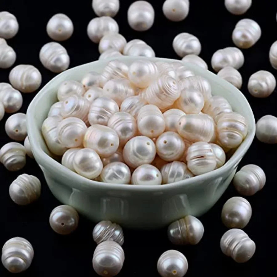 MDNG Freshwater Pearl Beads 100Pcs Oval With 0.7mm Holes