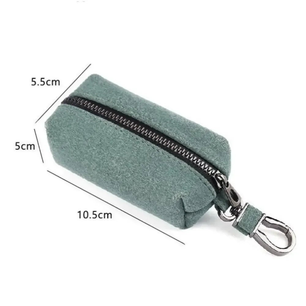 NONECN Faux Suede Key Wallet Unisex Large Capacity Double Zipper