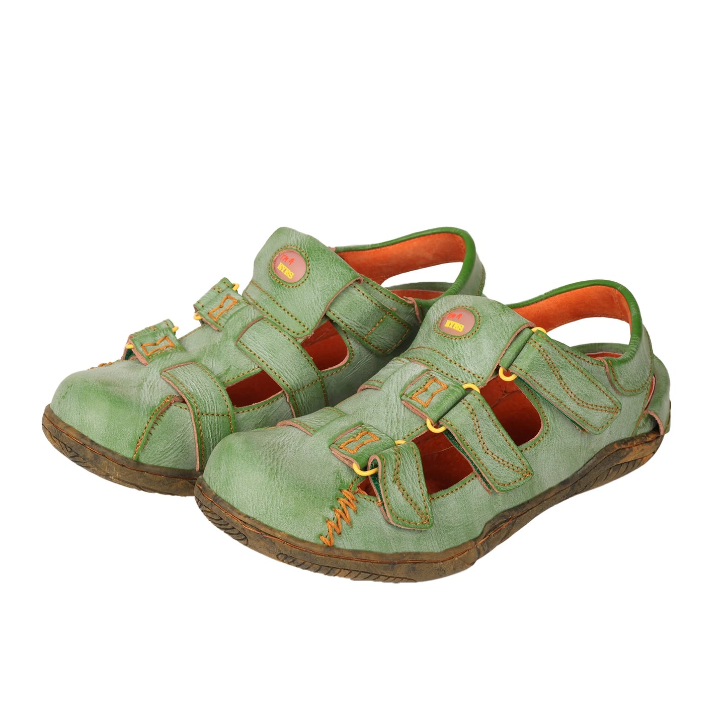 Women's Leather Sandal Closed Toe With Hook Loop