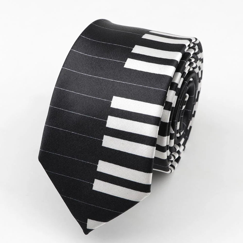 Necktie Musical Notes Printed With Piano Guitar Pattern