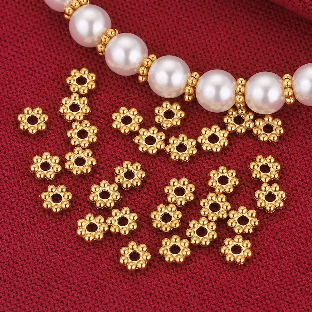 Alisaya Craft Gold Plated Stainless Steel Daisy Snowflake Spacer Beads