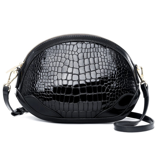 Women Luxury Crossbody Dome Bag Crocodile Leather Shoulder Purse