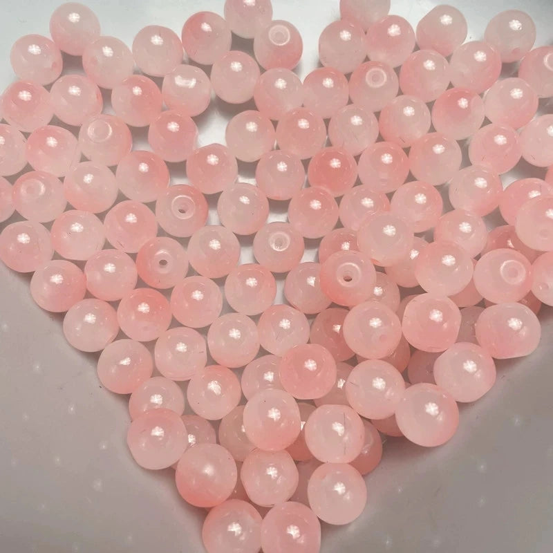 50pcs 8/10mm Dual Color Glass Round Loose Spacer Beads for Handmade Jewelry and Accessories
