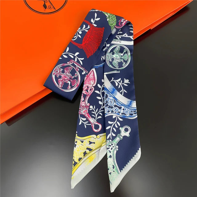 Scarf Skinny Plaid Silk Accessory