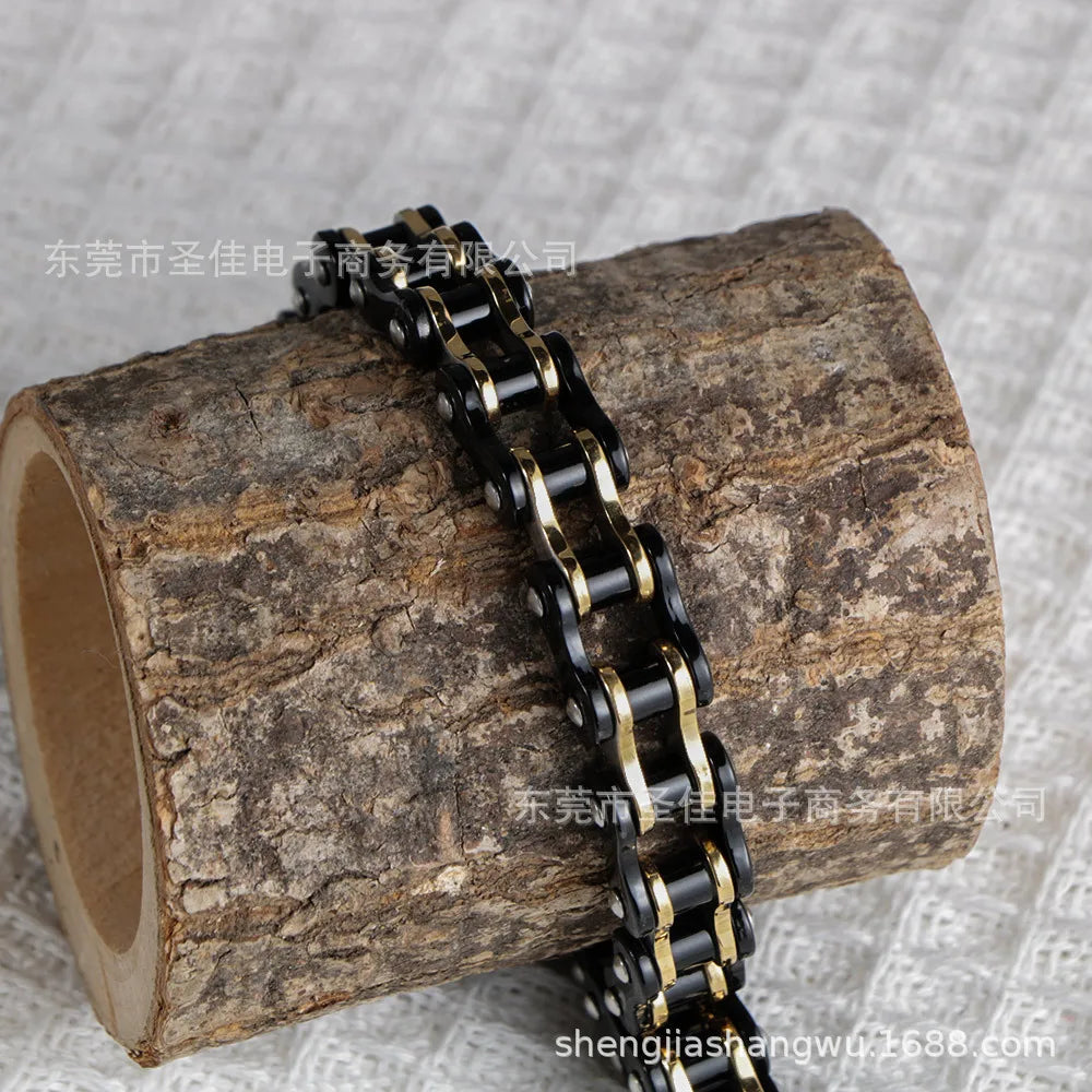 NONECN Personalized Men's Bicycle Chain Bracelet Stainless Steel