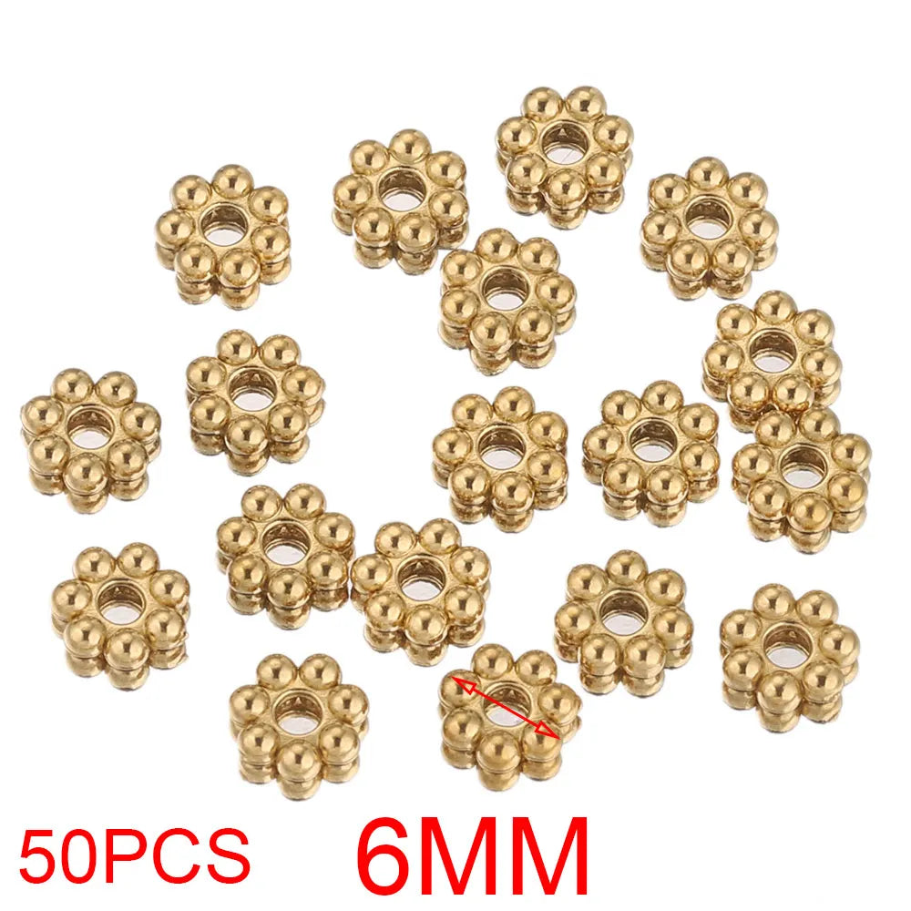Alisaya Craft Gold Plated Stainless Steel Daisy Snowflake Spacer Beads