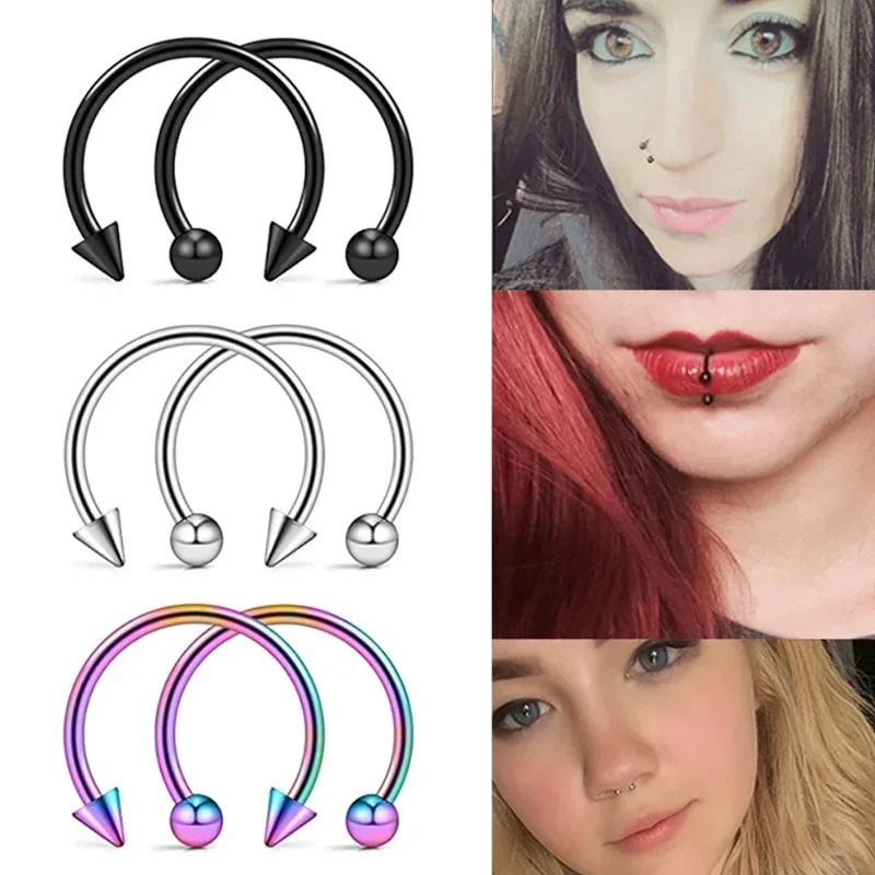 Stainless Steel Nose Hoop and Septum Ring Set 2pcs