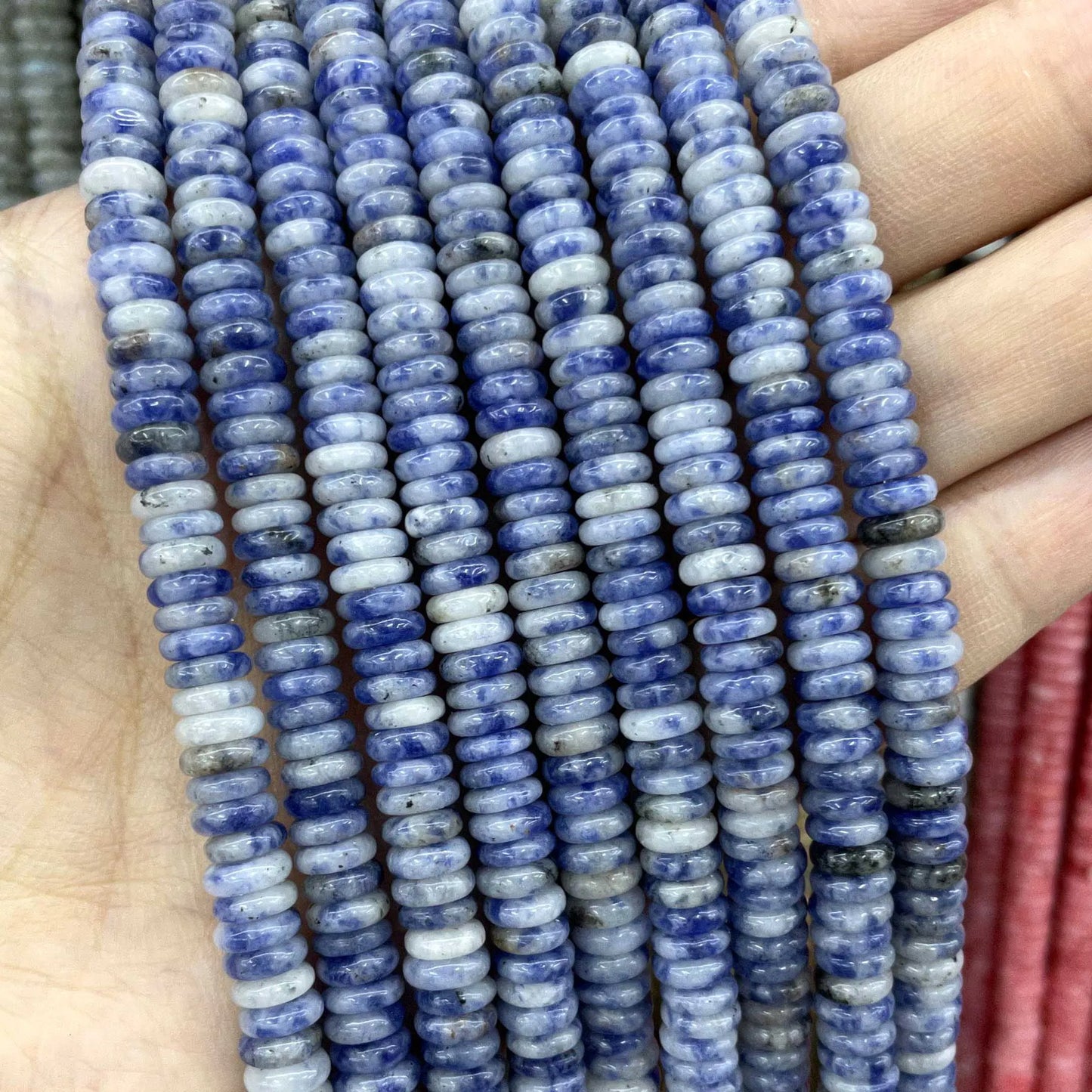 Natural Stone Bead Spacers Quartz Jasper Agate Flat Round