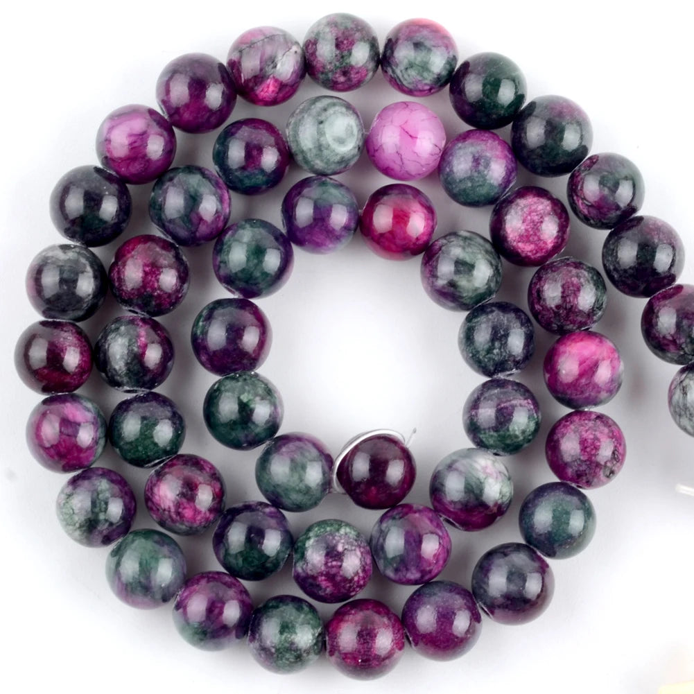 Natural Round Bead Mix Tiger Eye Amazonite Lava Turquoise Garnet