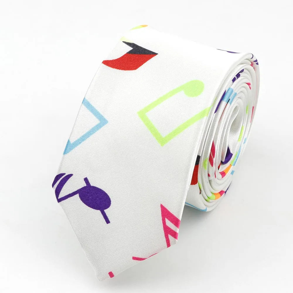 Necktie Musical Notes Printed With Piano Guitar Pattern