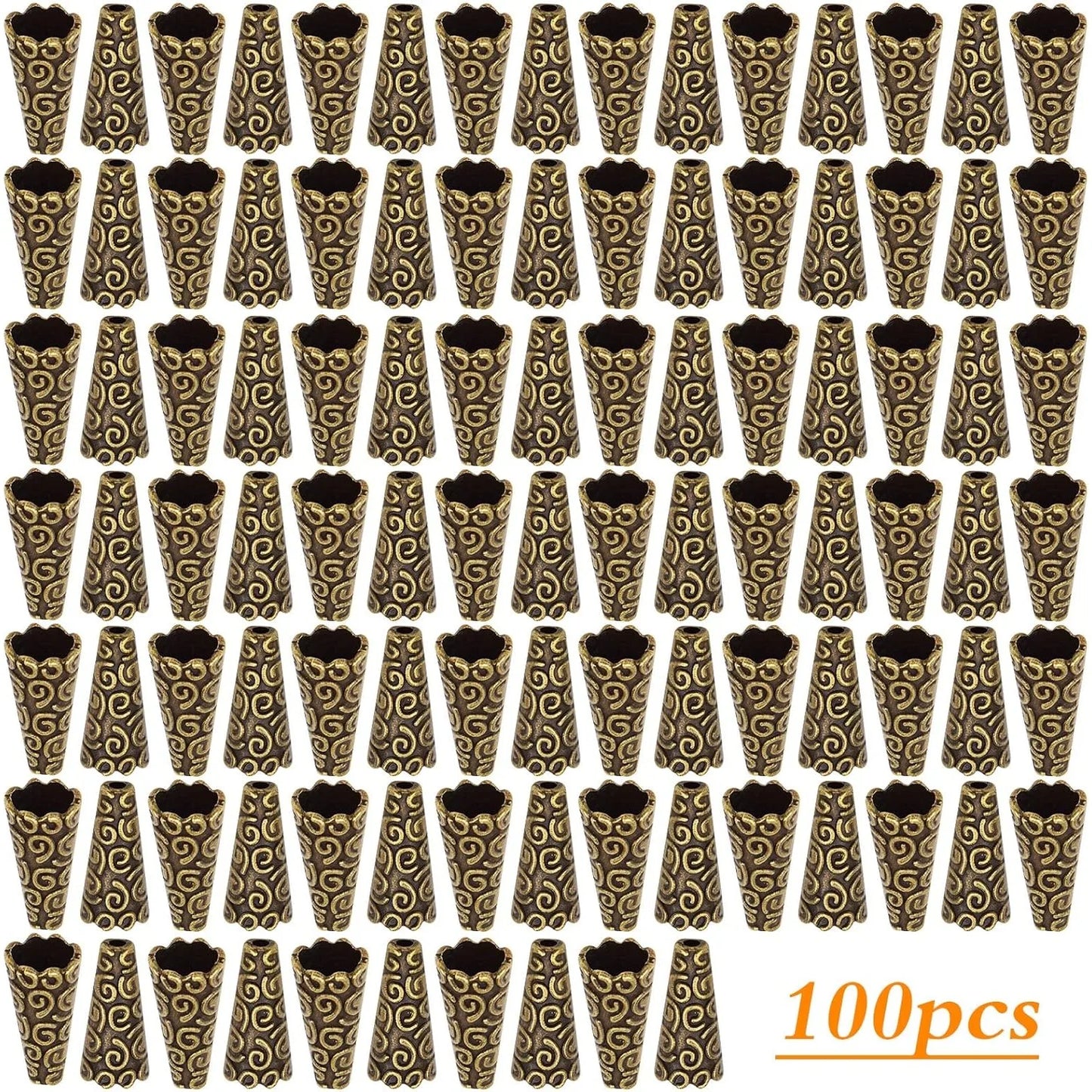 Antique Bronze Bead Caps Tibetan Alloy Cone End Caps 100pcs
