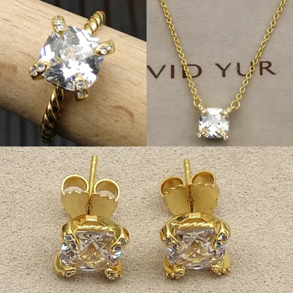 Earrings, Necklace, Ring 8mm Stone Set