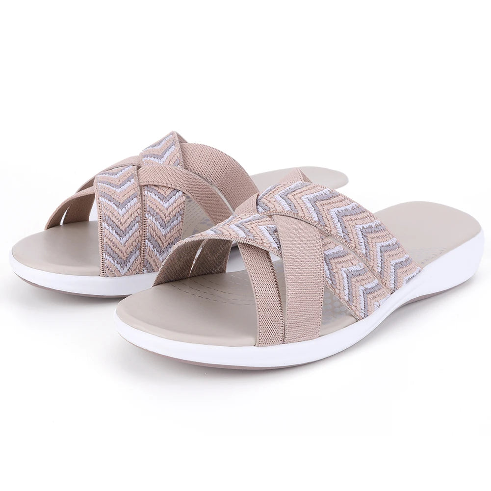 Women Slide Sandals Cross Strap Comfort