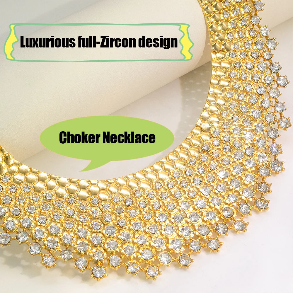 GZJPEI 4 Piece Jewelry Set Necklace Bracelet Earrings Ring Zircon