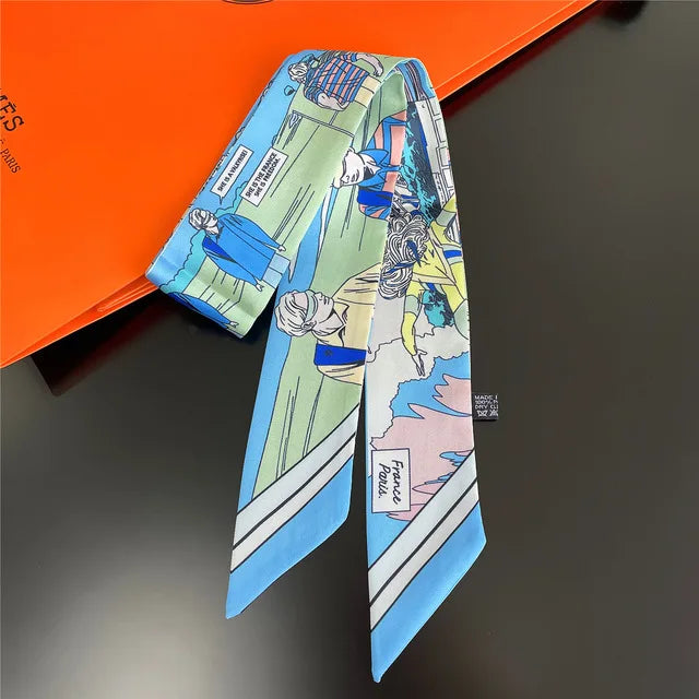 Scarf Skinny Plaid Silk Accessory